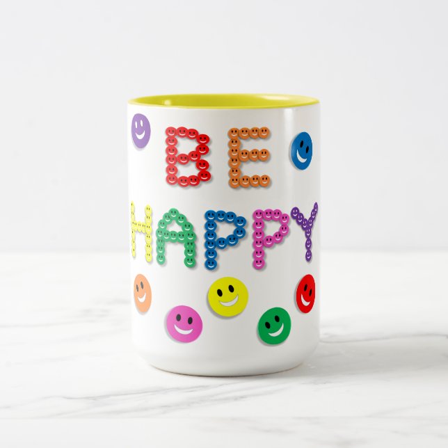 Caneca De Café Em Dois Tons Seja Feliz Mug (Centro)