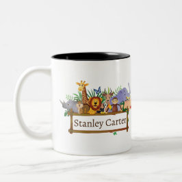 Caneca De Café Em Dois Tons Selgle Safari Animal Forest Watercolor