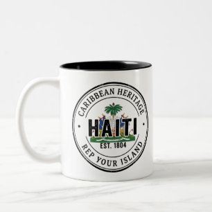 Caneca De Café Em Dois Tons Selo do Passaporte do Haiti Patrimônio Caribenho