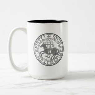 Caneca De Café Em Dois Tons Selo dos Cavaleiros Templários Cruzados Deus Vult 
