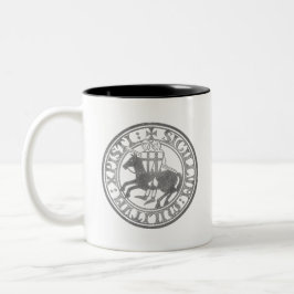 Caneca De Café Em Dois Tons Selo dos Cavaleiros Templários Dois Cavaleiros Med