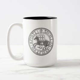 Caneca De Café Em Dois Tons Selo dos Cavaleiros Templários Dois Cavaleiros Med