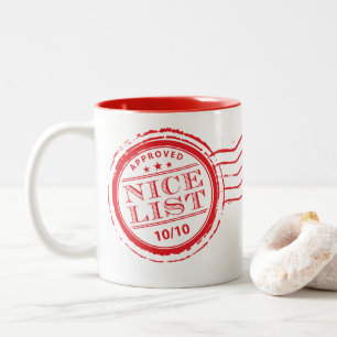 Caneca De Café Em Dois Tons Selo engraçado de Natal da lista dos bons da Papai