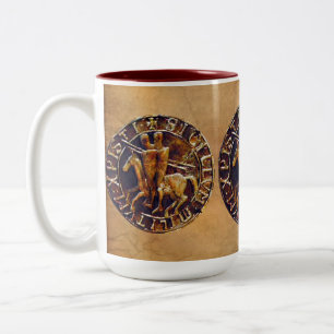 Caneca De Café Em Dois Tons Selo Medieval dos Cavaleiros Templários