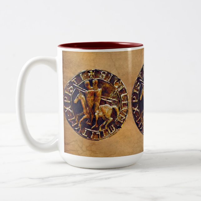 Caneca De Café Em Dois Tons Selo Medieval dos Cavaleiros Templários (Esquerda)