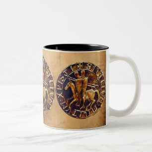 Caneca De Café Em Dois Tons Selo Medieval dos Cavalos Templários