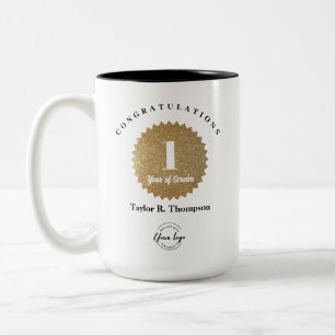 Caneca De Café Em Dois Tons Selo personalizado em ouro - Prêmio de Serviço ao 