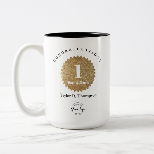 Caneca De Café Em Dois Tons Selo personalizado em ouro - Prêmio de Serviço ao  (Esquerda)