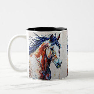 Caneca De Café Em Dois Tons selvagem e cavalo de beleza