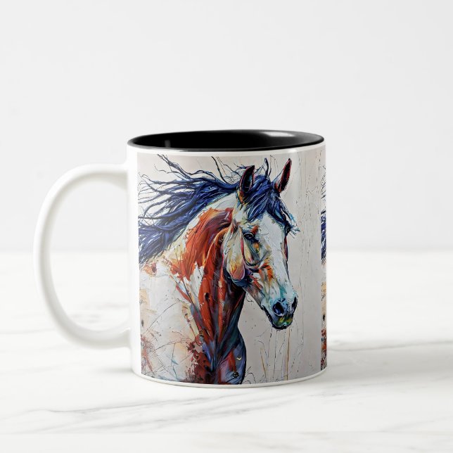 Caneca De Café Em Dois Tons selvagem e cavalo de beleza (Esquerda)