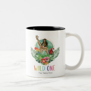 Caneca De Café Em Dois Tons Selvagem Uma Água-forte Moderna de Animais da Selv