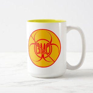 Caneca De Café Em Dois Tons Sem OGM Café Mug Bioperigoso Advertência OGM Xícar