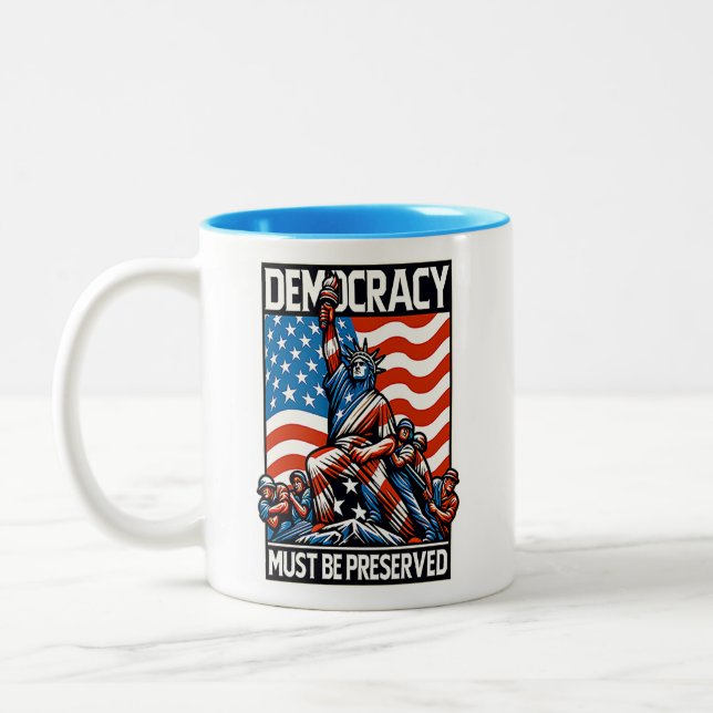 Caneca De Café Em Dois Tons Sem Reis Salvar Democracia (Esquerda)