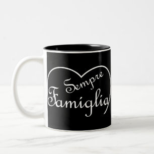 Caneca De Café Em Dois Tons Sempre Famiglia - Família - Escrita branca