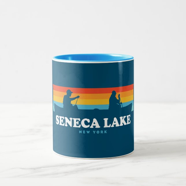 Caneca De Café Em Dois Tons Seneca Lake New York Canoe (Centro)