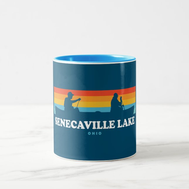 Caneca De Café Em Dois Tons Senecaville Lake Ohio Canoe (Centro)