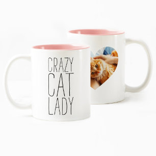 Caneca De Café Em Dois Tons Senhora de Gato Louca Personalizado Adicionar Su