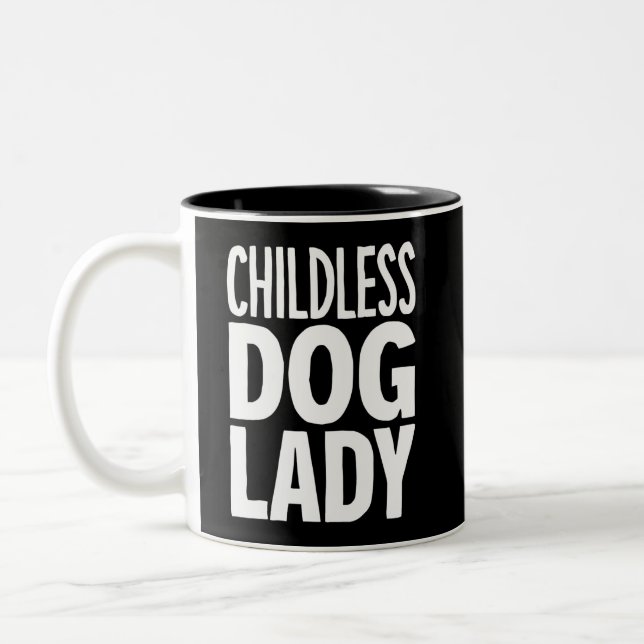Caneca De Café Em Dois Tons Senhora de Gato sem Filhos Divertido Voto 2024 (Esquerda)