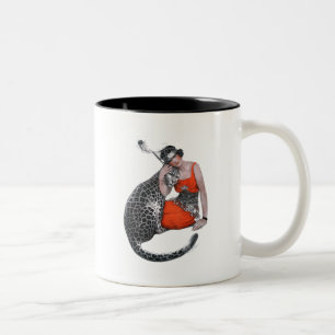 Caneca De Café Em Dois Tons Senhora e leopardo