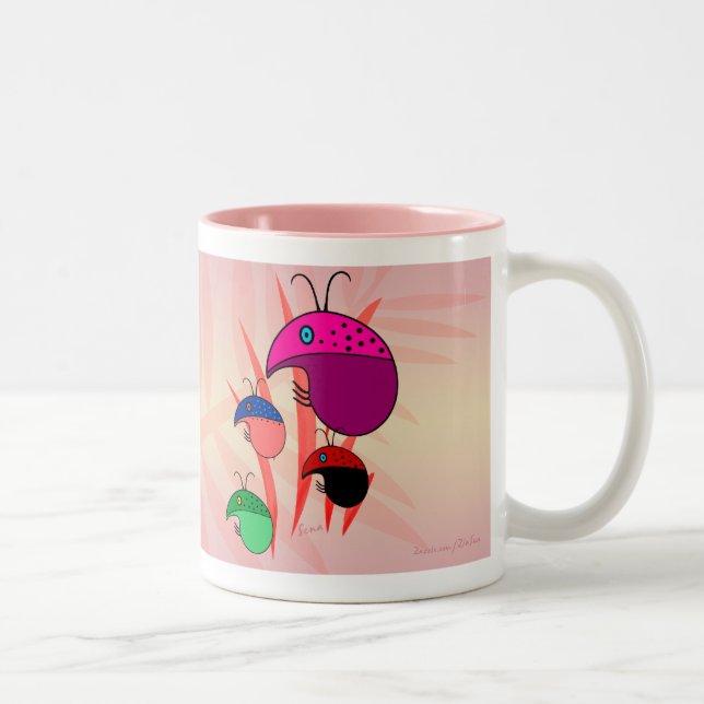 Caneca De Café Em Dois Tons Senhora Insetos (Direita)
