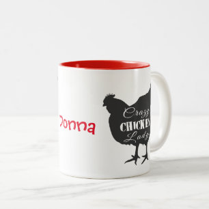 Caneca De Café Em Dois Tons Senhora Louca de Frango