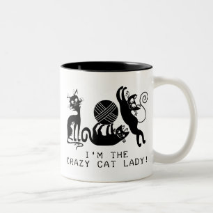 Caneca De Café Em Dois Tons Senhora louca do gato