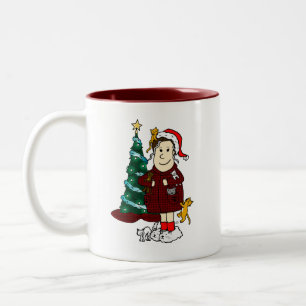 Caneca De Café Em Dois Tons 'Senhora um Natal louco do gato