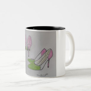 Caneca De Café Em Dois Tons senhoras de alto salto calçado bandeira da repúbli