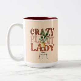 Caneca De Café Em Dois Tons Senhorita Planta Retro Aquarela Plantas Tipografia