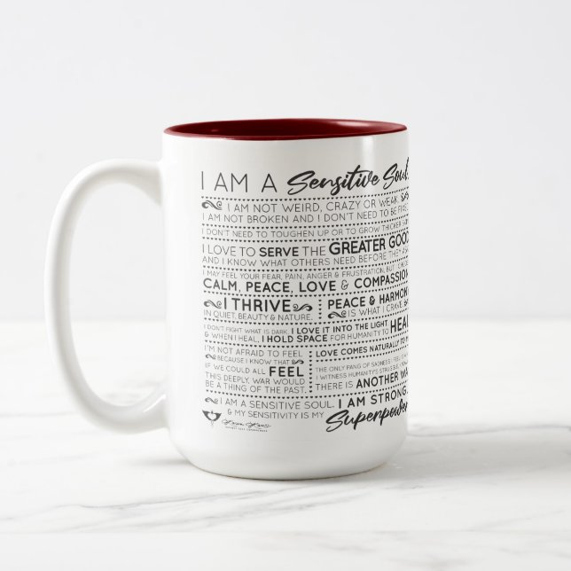 Caneca De Café Em Dois Tons Sensibilidade é a sua superpotência, Mug de Dois T (Esquerda)
