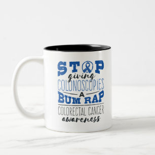 Caneca De Café Em Dois Tons Sensibilização coletiva do Cancer Colonoscopia Bum