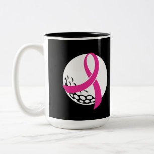 Caneca De Café Em Dois Tons Sensibilização do Cancer de Fita Rosa de Golfe