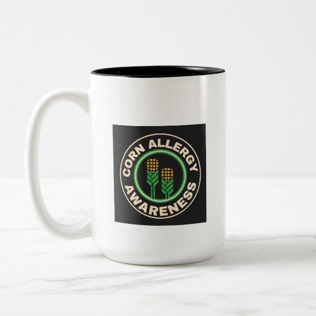 Caneca De Café Em Dois Tons Sensibilização para a alergia do milho (Esquerda)