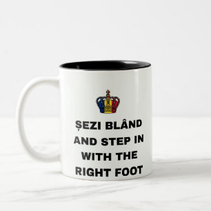CANECA DE CAFÉ EM DOIS TONS SENTA-SE BEM E ENTRE COM O PÉ DIREITO