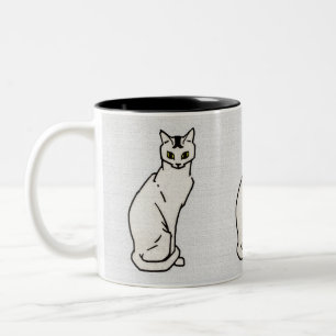 Caneca De Café Em Dois Tons Sentado Gato na Cinza por Julie de Graag