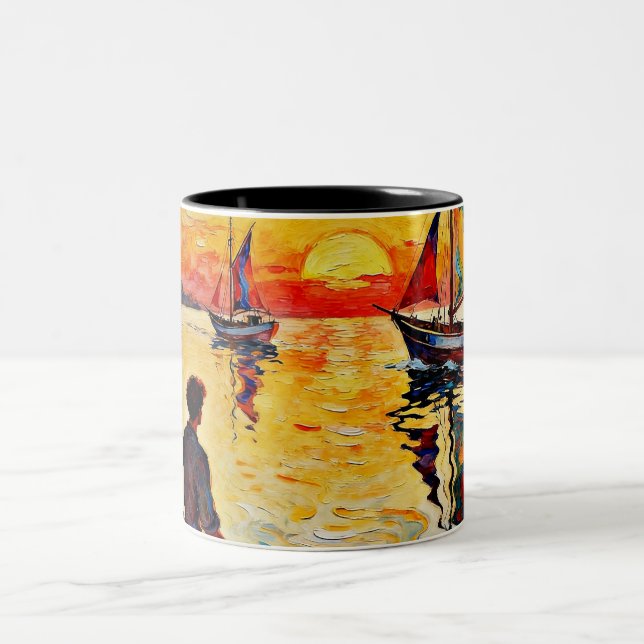 Caneca De Café Em Dois Tons Sentado no Pier (Centro)