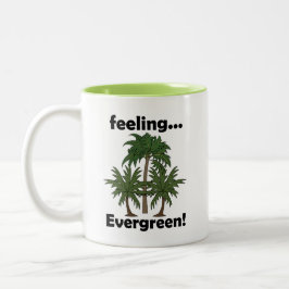 Caneca De Café Em Dois Tons Sentimento de Palmeira Sempre Verde Tropical Diver
