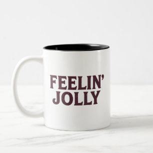 Caneca De Café Em Dois Tons Sentindo o divertido espírito de Natal alegremente