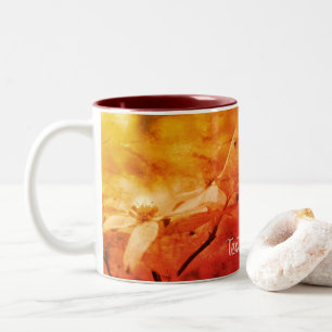 Caneca De Café Em Dois Tons Sepia Dogwood Floral Art Personalizado