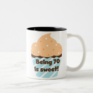 Caneca De Café Em Dois Tons Ser 70 é t-shirt e presentes doces do aniversári