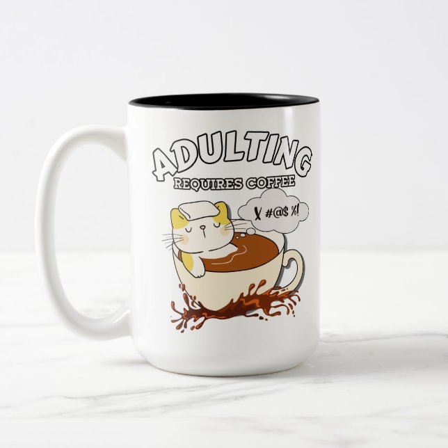 Caneca De Café Em Dois Tons Ser Adulto Requer Café (Esquerda)