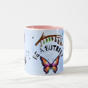 Caneca De Café Em Dois Tons Ser Arte Borboleta com Asa Vibrante natureza