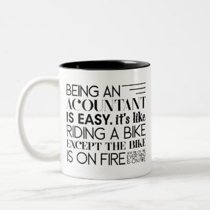 Caneca De Café Em Dois Tons ser contador é fácil. é como andar de bicicleta.
