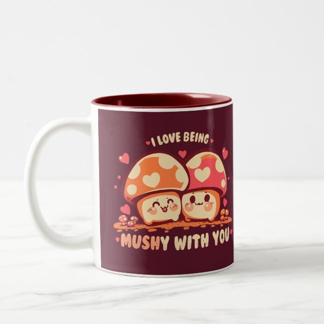 Caneca De Café Em Dois Tons Ser MUSHY com você (Esquerda)