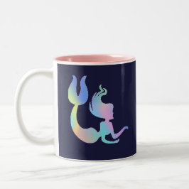 Caneca De Café Em Dois Tons Sereia Colorida