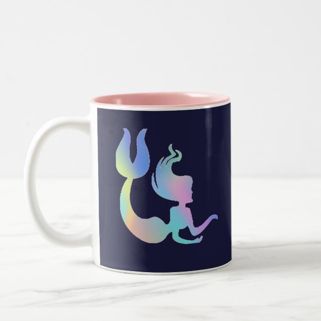 Caneca De Café Em Dois Tons Sereia Colorida (Esquerda)