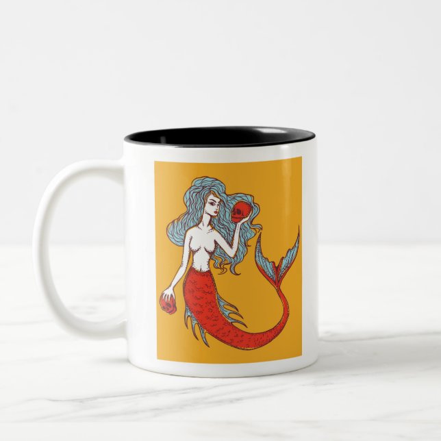Caneca De Café Em Dois Tons Sereia e crânios (Esquerda)