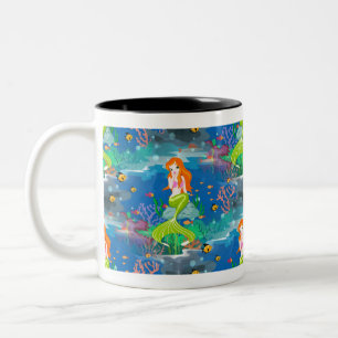 Caneca De Café Em Dois Tons sereia ruiva