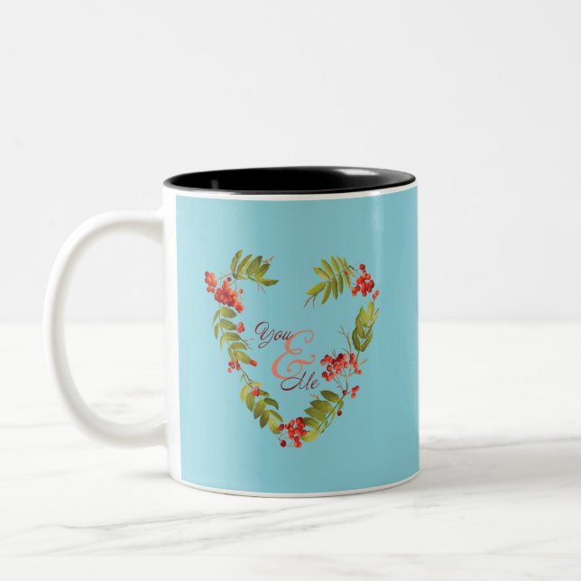 Caneca De Café Em Dois Tons Serene Evergreen design para amantes do outono (Esquerda)