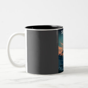 Caneca De Café Em Dois Tons Serengeti Africa Vintage - Letra Nacional Mínima